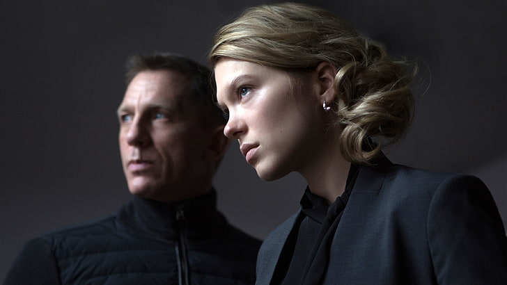 Daniel Craig, Léa Seydoux, James Bond, blonde, yeux bleus, Fond d'écran HD