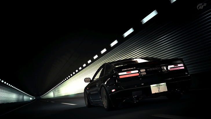 schwarzes Coupé, Auto, JDM, Nissan, Nissan 300ZX, Videospiele, Gran Turismo 5, Straße, Tunnel, HD-Hintergrundbild