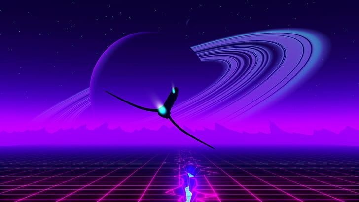Music, Planet, Ship, Background, Ring, Emotions, Synth, Retrowave, Synthwave, New Retro Wave, Futuresynth, Sintav, Retrouve, Outrun, shaihulud, Vj 80's, Vj 80's Synthwave Emotions, By shaihulud, HD wallpaper