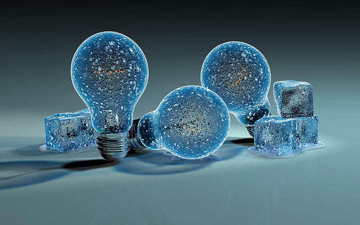Iced Light Bulbs, cool, ice, light, blue, HD wallpaper