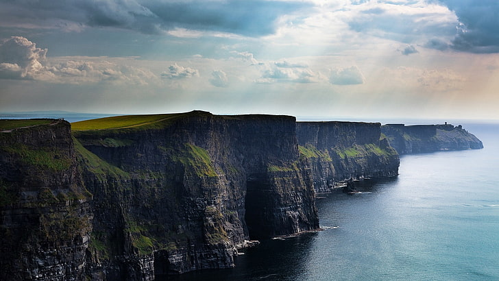 landscape, nature, sea, coast, Cliffs of Moher, Ireland, HD wallpaper