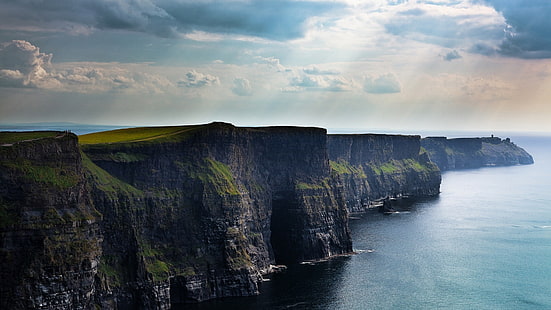paisaje, naturaleza, mar, costa, acantilados de Moher, Irlanda, Fondo de pantalla HD HD wallpaper