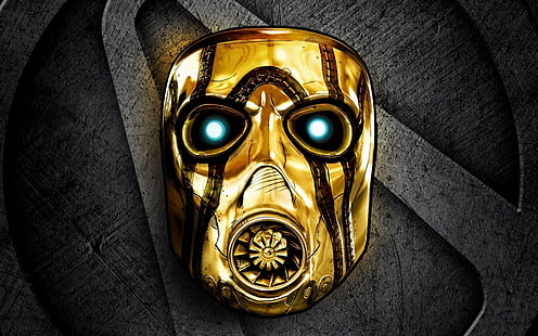 Borderlands: The Handsome Collection, Borderlands: The Handsome Collection, maska, złota, znak, Gearbox Software, 2K Games, Tapety HD HD wallpaper