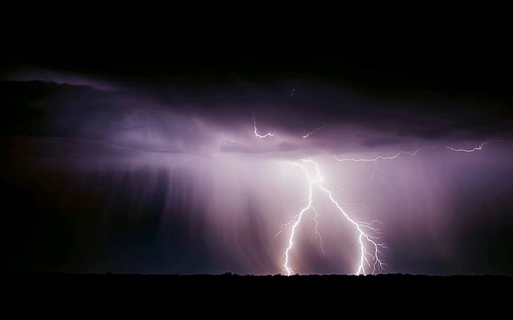 the storm, night, clouds, lightning, dark, HD wallpaper