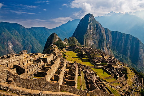 Machu picchu, peru, machu picchu, peru, Machu Picchu, Peru, Archeology, Inca, Landscape, Light, Mountain  People, Ruins, Sunny, Travel, Tribes, cusco City, urubamba Valley, peruvian Culture, andes, mountain, south American Culture, picchu, archaeology, famous Place, old Ruin, ancient, terraced Field, latin American Civilizations, ollantaytambo, history, pre-Columbian, cultures, architecture, ancient Civilization, mt Huayna Picchu, old, inca Trail To Machu Picchu, tourism, ruined, south America, stone Material, the Past, HD wallpaper HD wallpaper