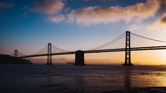 Сан-Франциско, Мост через залив, мост, облака, море, HD обои HD wallpaper