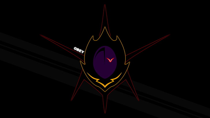 black and purple logo, Code Geass, Lamperouge Lelouch, Zero, anime, obey, HD wallpaper