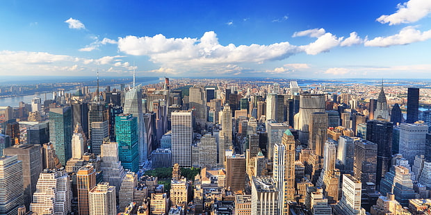 бяла бетонна сграда, Манхатън, лято, сграда, Ню Йорк, HD тапет HD wallpaper