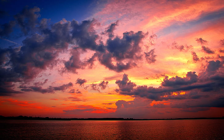 Red clouds at dusk, Red, Clouds, Dusk, HD wallpaper