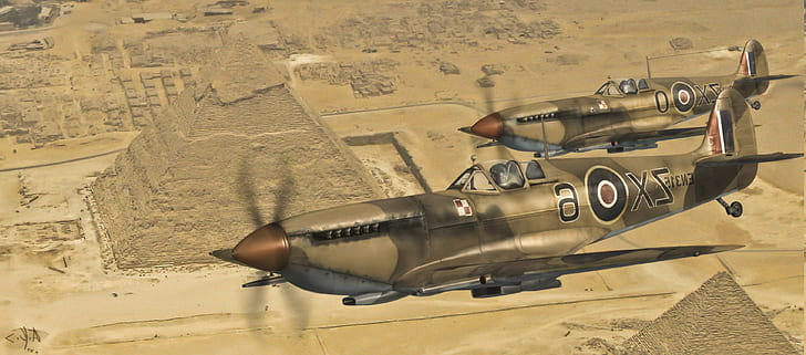 Вторая мировая война Военный самолет Военный самолет Самолет Spitfire Супермарин Spitfire Королевская пирамида ВВС, HD обои