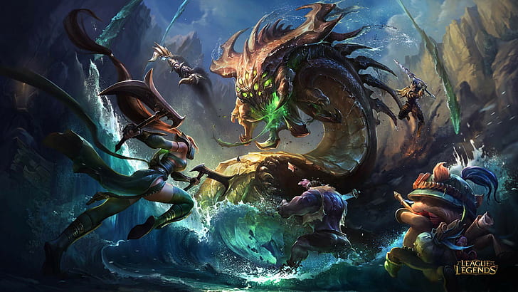 League of Legends, kreatura, Dr.Mundo, gry wideo, Nocturne the Eternal Nightmare, Akali (League of Legends), Teemo League of Legends, Jarvan IV, Baron Nashor, Tapety HD