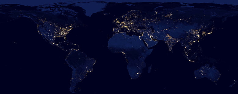 Luar angkasa, peta dunia saat malam hari, Luar angkasa, Wallpaper HD HD wallpaper