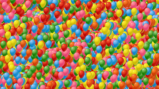 ballon, coloré, multicolore, ballons, heureux, gai, Fond d'écran HD HD wallpaper