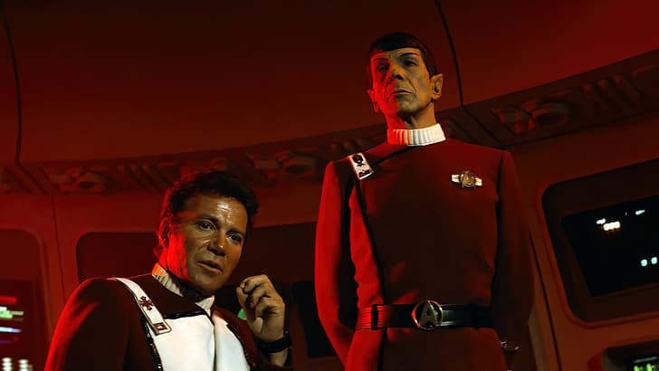 Star Trek II: The Wrath of Khan, movies, film stills, Spock, James T. Kirk, Leonard Nimoy, William Shatner, actor, HD wallpaper
