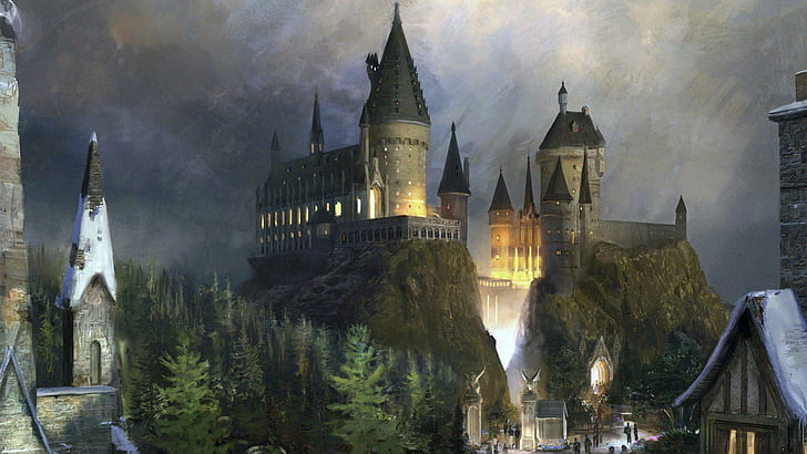 Hogwarts-Schloss, Hogwarts, Schloss, Fantasie, 3d und Zusammenfassung, HD-Hintergrundbild