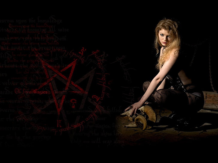 Dark, Occult, Evil, Pentagram, Satanism, Skull, Woman, HD wallpaper