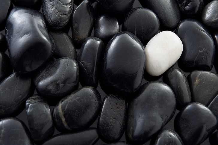 หินดำจำนวนมากสีขาวก้อนกรวดหินสีดำ, วอลล์เปเปอร์ HD