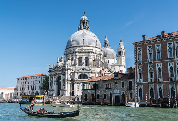 архитектура, лодка, сграда, канал, град, Европа, известен, гондола, гондолиери, исторически, италиански, Италия, забележителност, стар, романтичен, небе, туризъм, туристически, пътуване, венециански, Венеция, Венеция, вода, HD тапет