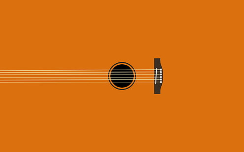 clipart de corda de guitarra preto e marrom, minimalismo, arte digital, simples, guitarra, música, instrumento musical, HD papel de parede HD wallpaper