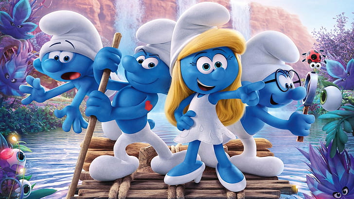 Adventures The Smurfs Sailing With A Raft Clumsy Smurf Hefty Smurf Smurfette Brainy Smurf Hd Wallpaper 1920 × 1080, HD tapet