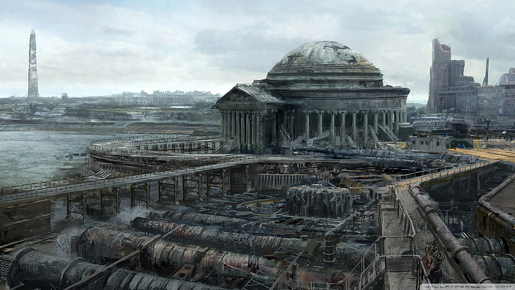 construcción de hormigón con cúpula gris, Fallout, Fallout 3, videojuegos, apocalíptico, Fondo de pantalla HD