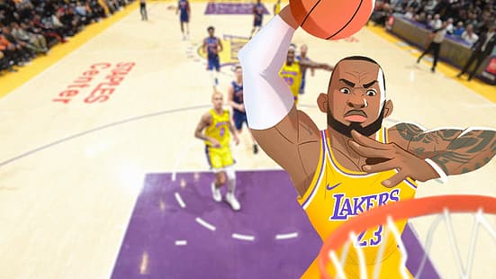 Леброн Джеймс, НБА, Лос-Анджелес Лейкерс, HD обои HD wallpaper