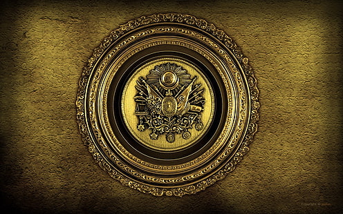 emblema dorado, ilustraciones, fondo simple, Imperio Otomano, Osmanlı, adorno, oro, Fondo de pantalla HD HD wallpaper