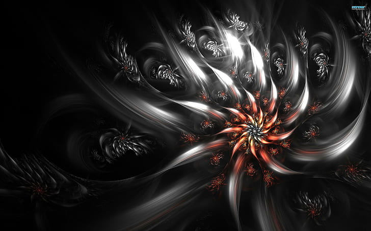 Silver Flower Abstract, flower, abstract, 3d and cg, fantasy, 3d and abstract, HD wallpaper