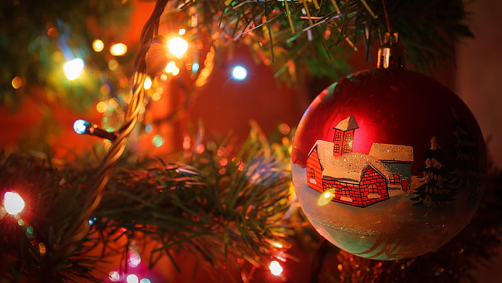 الشتاء ، رأس السنة الجديدة ، عطلة ، عيد الميلاد ، الاحتفال، خلفية HD