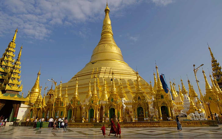 Pagoda Strand Myanmar Shwedagon, Tapety HD
