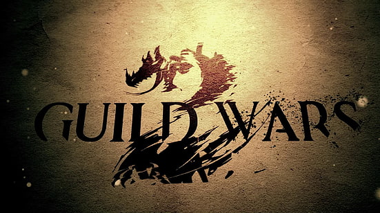 Logo Guild Wars, Guild Wars 2, jeux vidéo, dragon, typographie, encre, Fond d'écran HD HD wallpaper