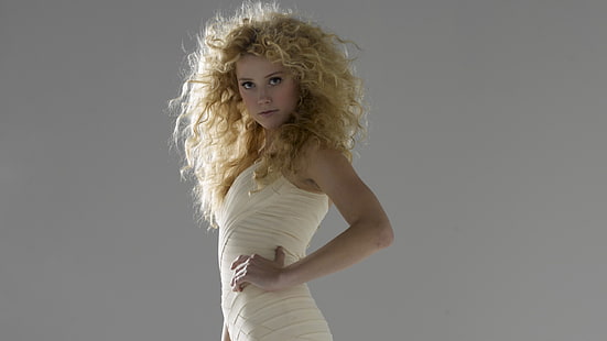 Amber Heard, curly hair, long hair, dress, blonde, women, HD wallpaper HD wallpaper