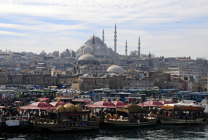 moschea bianca, Istanbul, Turchia, architettura islamica, Islam, Sfondo HD