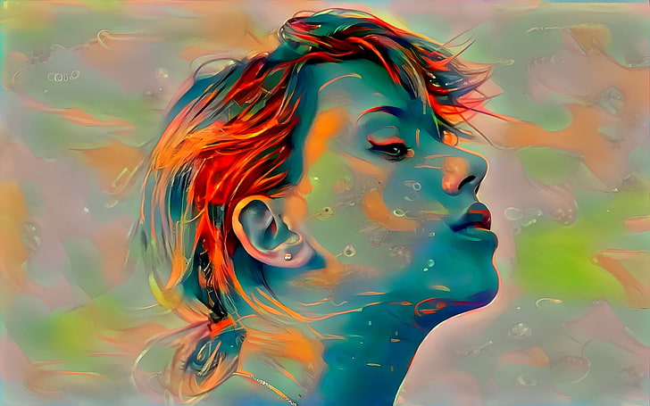 papel de parede de pintura abstrata de rosto de mulher, arte profunda, Scarlett Johansson, obras de arte, celebridade, HD papel de parede