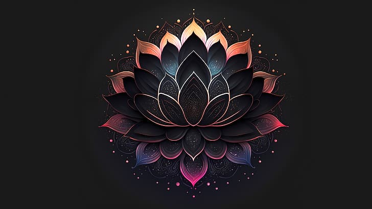 lotus flowers, flowers, AI art, minimalism, lotus flower, HD wallpaper