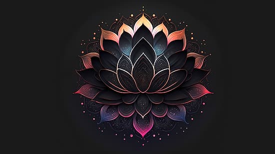 fiori di loto, fiori, arte AI, minimalismo, fiore di loto, Sfondo HD HD wallpaper