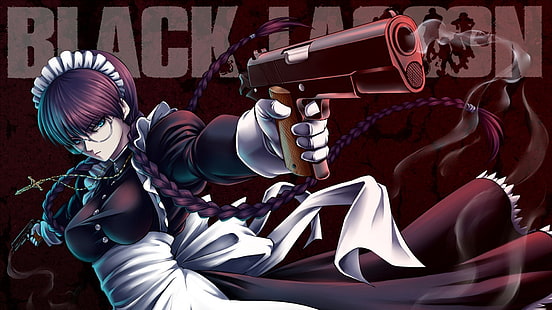 Черна лагуна, пистолет, аниме момичета, Роберта, HD тапет HD wallpaper