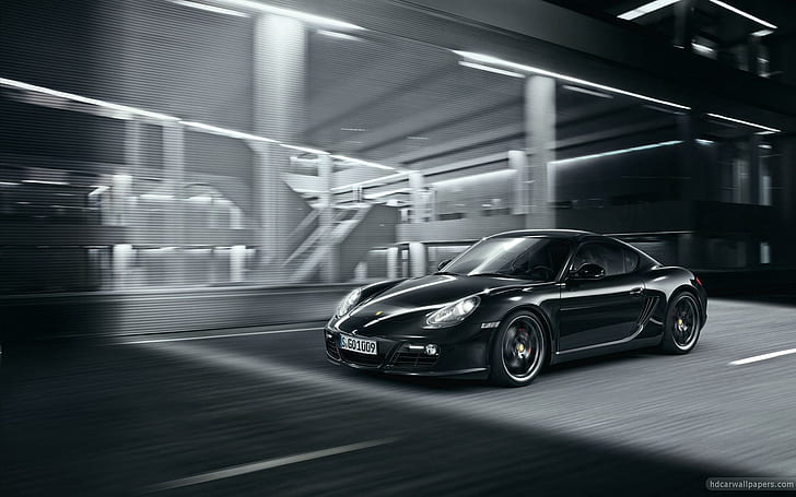 Porsche Cayman S 2012, noire, niveaux de gris du coupé, noire, 2012, porsche, caïman, voitures, Fond d'écran HD
