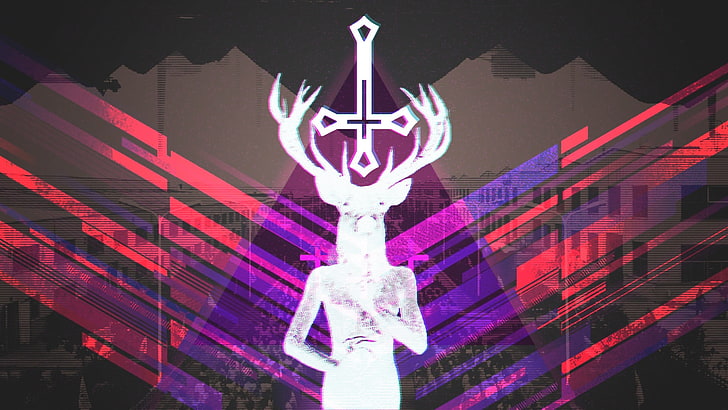 Jägermeister digitale Tapete, Glitch Art, Satan, HD-Hintergrundbild
