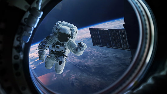 фотография, атмосфера, небо, земля, космос, космический корабль, космонавт, космическая станция, космос, тьма, международная космическая станция, HD обои HD wallpaper