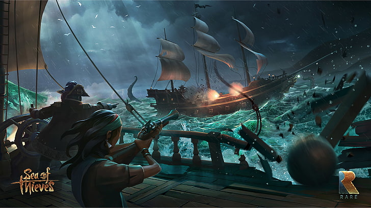 videospel, pirater, Sea of ​​Thieves, skepp, HD tapet