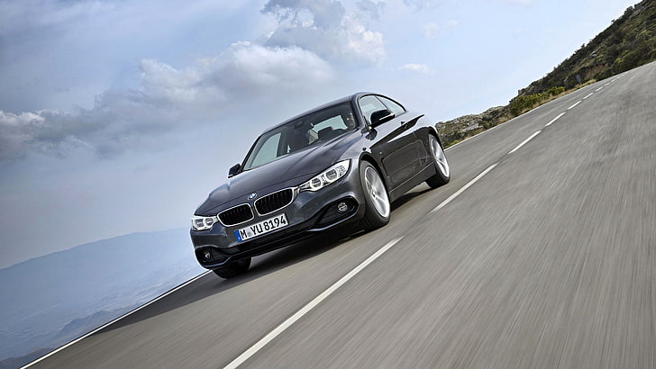 BMW cupe gris, bmw, 420d, movimiento, vista lateral, Fondo de pantalla HD