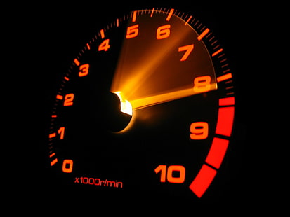 indicateur de vitesse rouge, véhicules, gros plan, indicateur de vitesse, Fond d'écran HD HD wallpaper