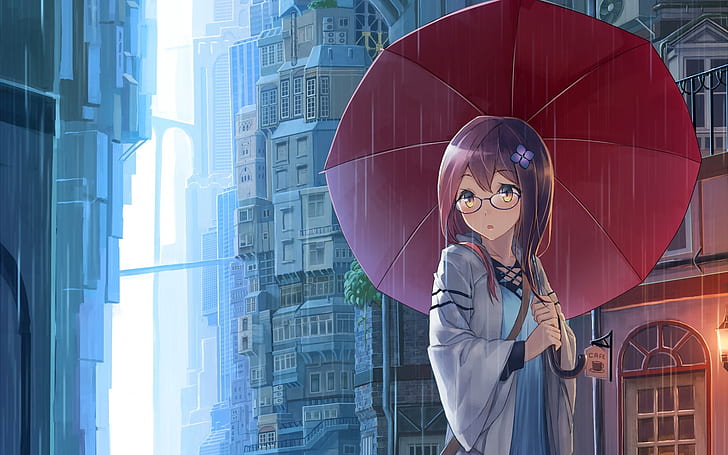 Rain glasses umbrellas anime girls 1680x1050 Anime Hot Anime HD Art, rain,  HD wallpaper | Wallpaperbetter