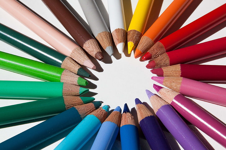 lápices de colores, lápices de colores, colorido, colorido, patrón, afilado, Fondo de pantalla HD