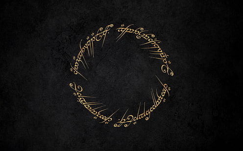 бели текстове на черен фон, Властелинът на пръстените, Дж. Р. Р. Толкин, фентъзи изкуство, минимализъм, пръстени, произведения на изкуството, HD тапет HD wallpaper
