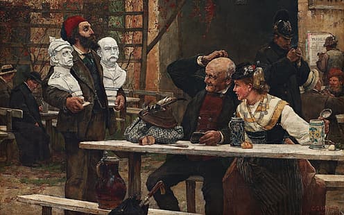 1882, Carl Gustaf Hellqvist, artista svedese, pittore svedese, olio su tela, Bismarck o Moltke, Sfondo HD HD wallpaper