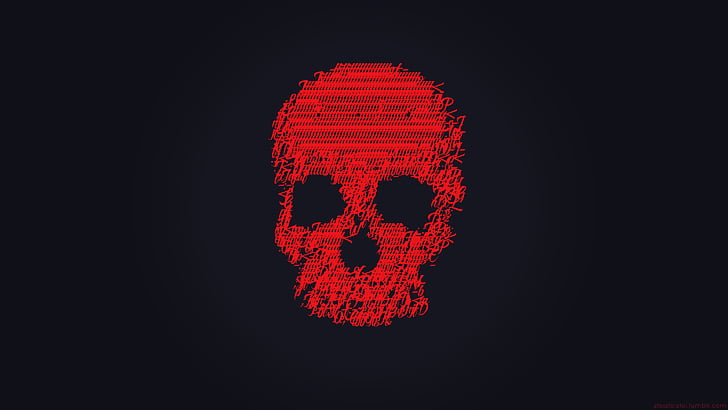 Иллюстрация красного черепа, Череп, Glitch art, Темный, Красный, 4K, HD обои
