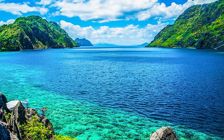 earth, island, ocean, palawan, philippines, rock, sea, HD wallpaper
