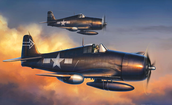 figure, USA, Grumman, carrier-based fighter, F6F-5N Hellcat, Hellcat, HD wallpaper